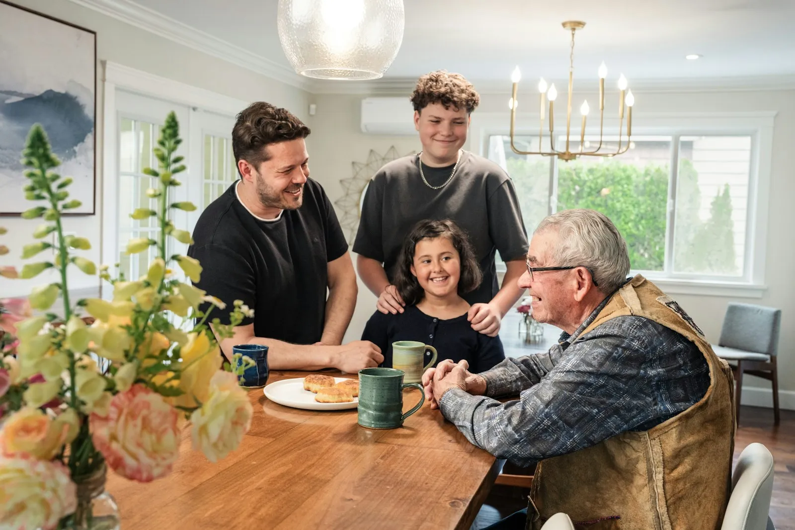 A family gathered around the dining table